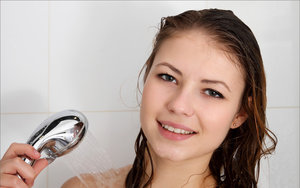 18 year old cutie Jessica Doltin strips naked atop a four wheeler on the patio